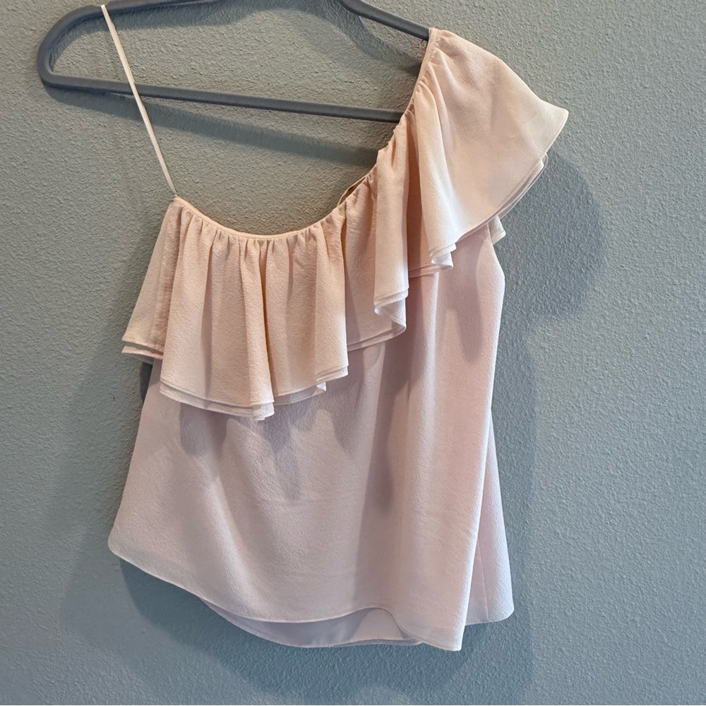 Rebecca Taylor Blush Silk Off-Shoulder Blouse